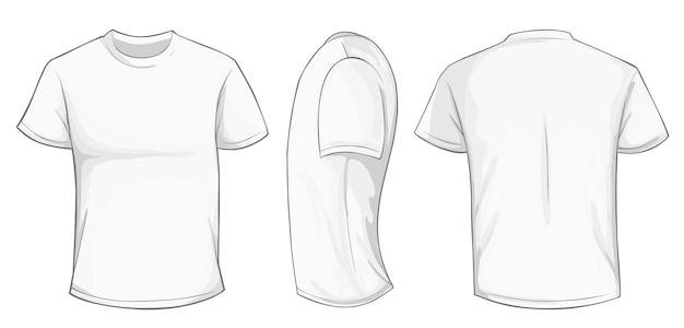 Vektor vektorillustration einer leeren weißen männer-t-shirt-vorlage vorder- und rückseite, die auf weiß isoliert ist