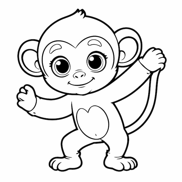 Vektor vektorillustration einer niedlichen malseite von monkey für kinder