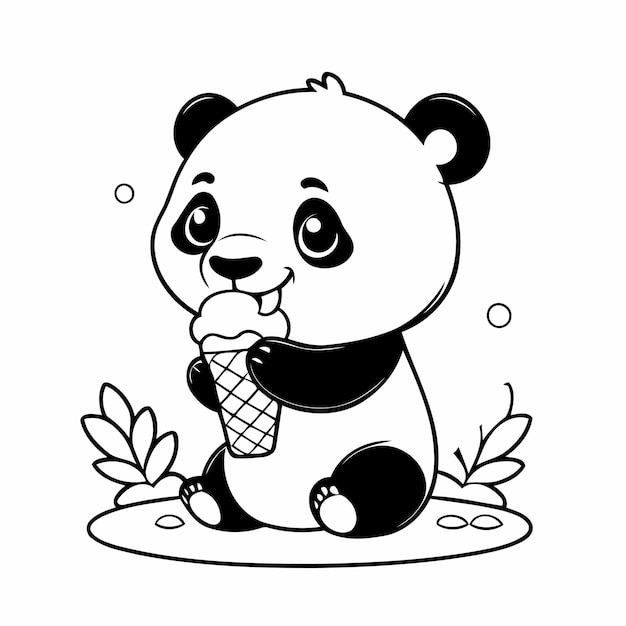Vektorillustration einer niedlichen panda-droodle-zeichnung für kinder-seite