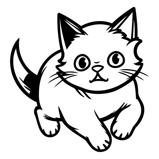 Vektor vektorillustration einer niedlichen weißen katze mit orangefarbenen augen im cartoon-stil