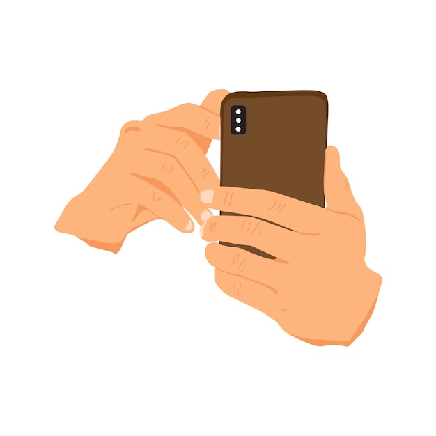 Vektorillustration einer person, die ein smartphone hält hand, die ein smartphone hält