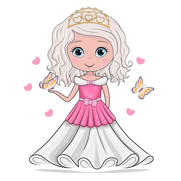 Vektorillustration einer prinzessin in einem kleid