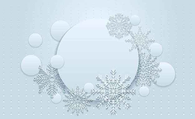Vektorillustration einer Reihe von Schneeflocken und Kreisen in einem Winterposter Skizze für Kreativität