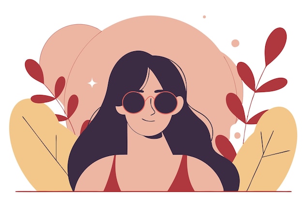 Vektorillustration einer schönen jungen Frau mit Sonnenbrille