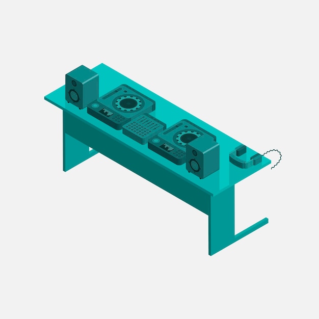 Vektorillustration einer tabelle mit musikausrüstung