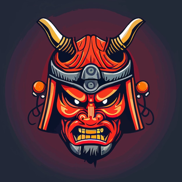 Vektorillustration einer traditionellen chinesischen Samurai-Maske