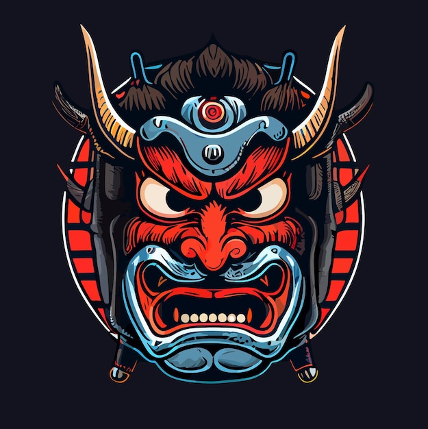 Vektorillustration einer traditionellen chinesischen Samurai-Maske