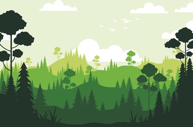 Vektorillustration einer wunderschönen Sommerlandschaft
