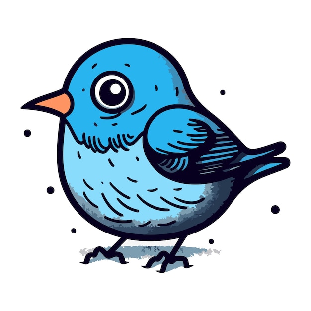 Vektorillustration eines blauen vogels auf weißem hintergrund im cartoon-stil