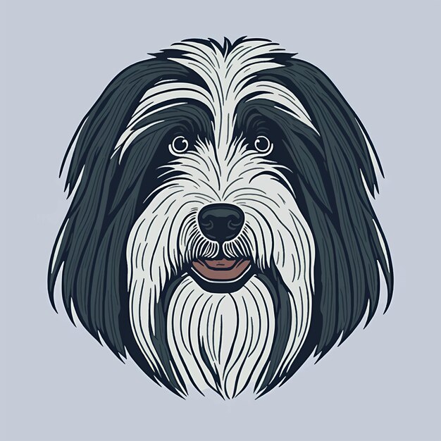 Vektor vektorillustration eines flachköpfigen bearded collie-symbols