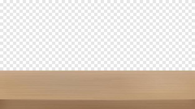 Vektorillustration eines Holzregals mit durchsichtigem Hintergrund Perfekt für Produkt-Display-Mockups und die Darstellung von Artikeln in einem realistischen Stil