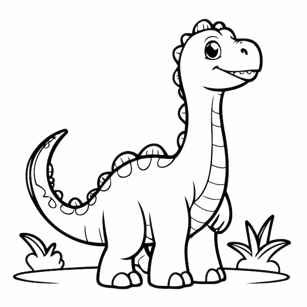 Vektor vektorillustration eines hübschen handgezeichneten brachiosaurus für kinder zum malen