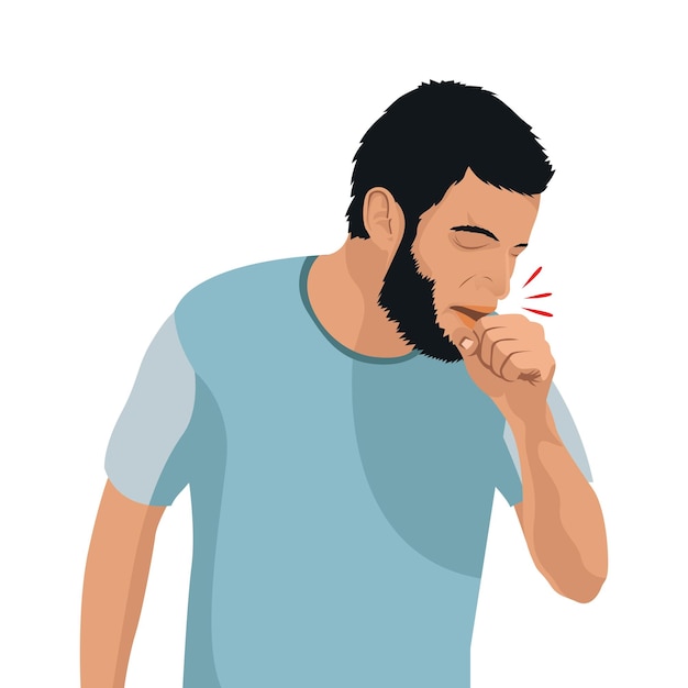 Vektorillustration eines hustenden Mannes
