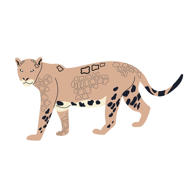 Vektor vektorillustration eines jaguars auf weißem hintergrund seitenansicht