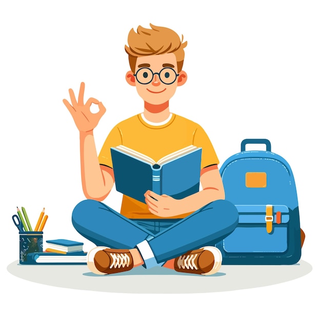 Vektorillustration eines Kindes, das ein Buch liest