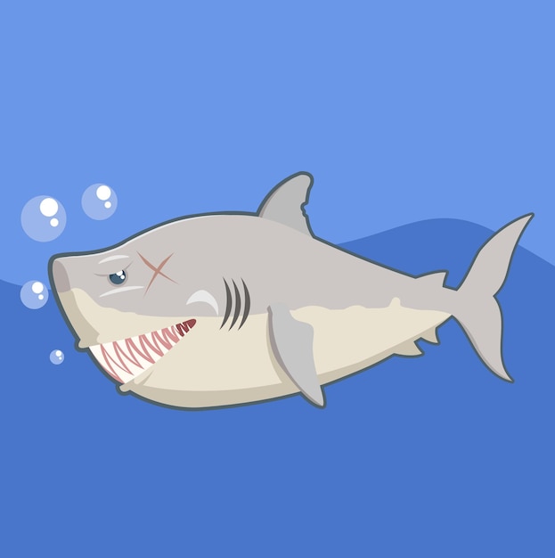 Vektor vektorillustration eines lächelnden hais mit reißzähnen