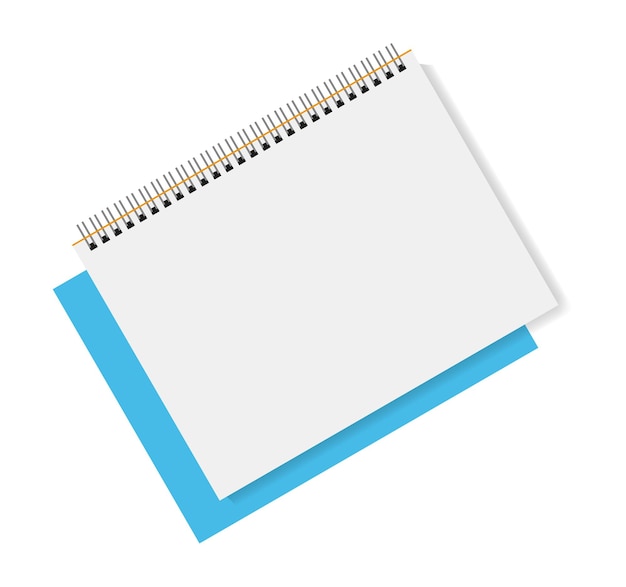 Vektor vektorillustration eines leeren offenen notizbuchs auf einem farbenfrohen blauen hintergrund