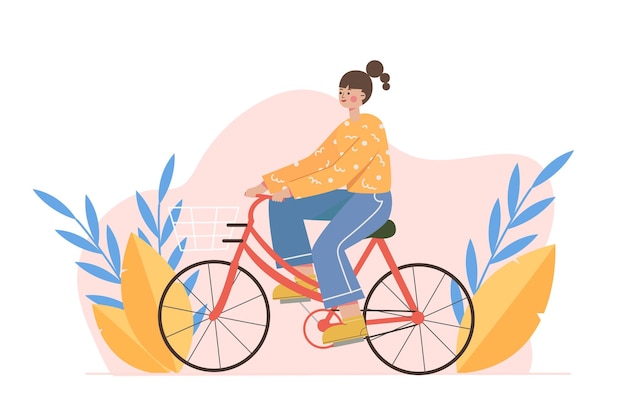 Vektorillustration eines mädchens, das ein fahrrad reitet