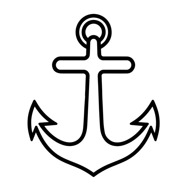 Vektor vektorillustration eines minimalistischen ankerumriss-symbols, das ideal für marineprojekte ist