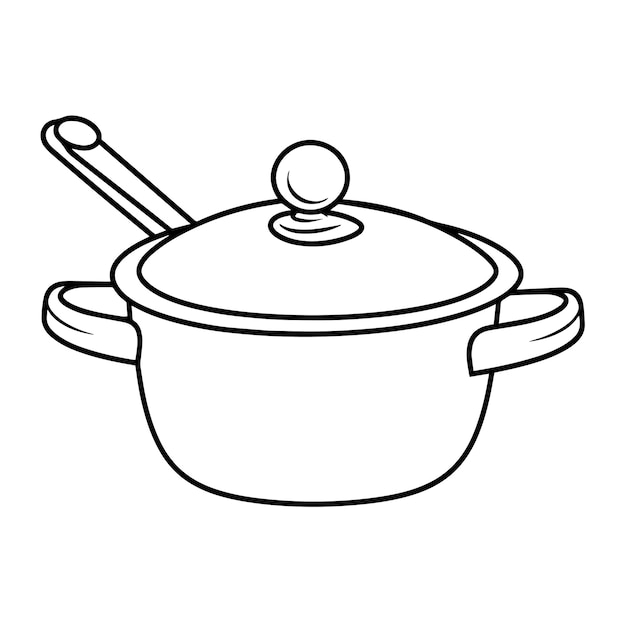 Vektor vektorillustration eines minimalistischen currypot-umriss-symbols, perfekt für die indische küche