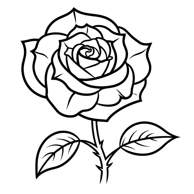 Vektor vektorillustration eines minimalistischen rose-umriss-symbols, ideal für romantische themen