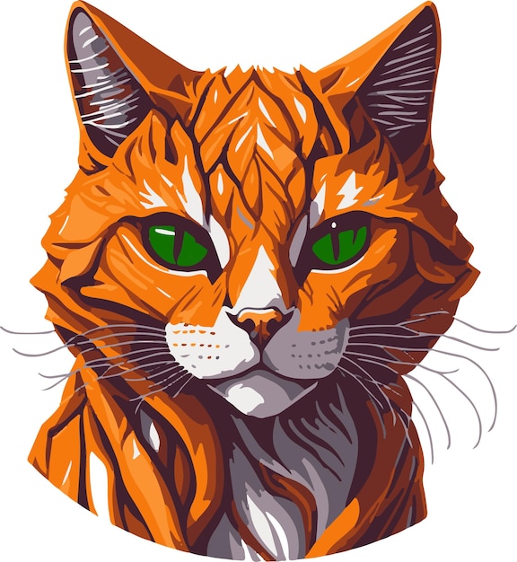 Vektorillustration eines orangefarbenen Katzenkopfes für Logo-Symbol-Aufkleber-Tätowierungs-T-Shirt-Design