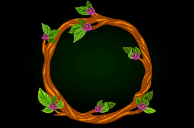 Vektorillustration eines runden blühenden kranzes der zweige. runder kranz mit blumen für eine karte.