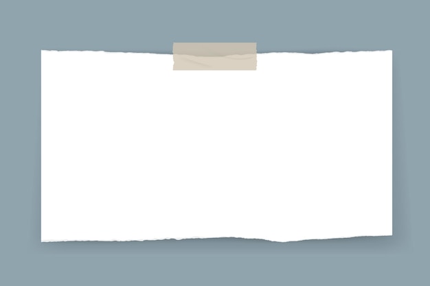 Vektorillustration eines zerrissenen Papierblatts mit Klebeband auf grauem Hintergrund Perfekt für Notizen, Scrapbooking und digitale Designprojekte