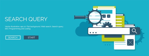 Vektorillustration flacher Hintergrund Codierung Programmierung SEO Suchmaschinenoptimierung App