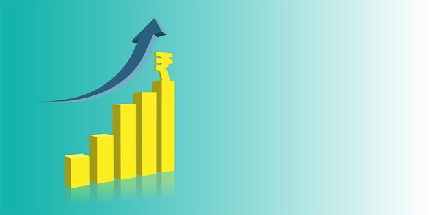 Vektorillustration für die Position der indischen Rupie an der Börse 3d