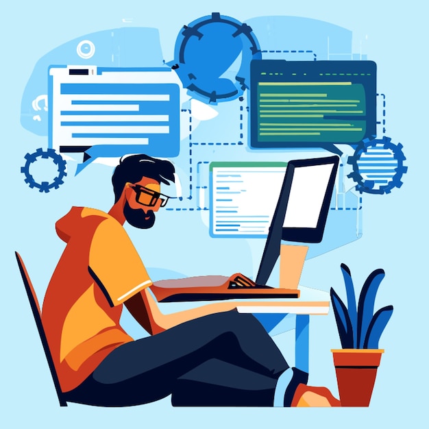 Vektorillustration für die Softwareentwicklung Flat 2