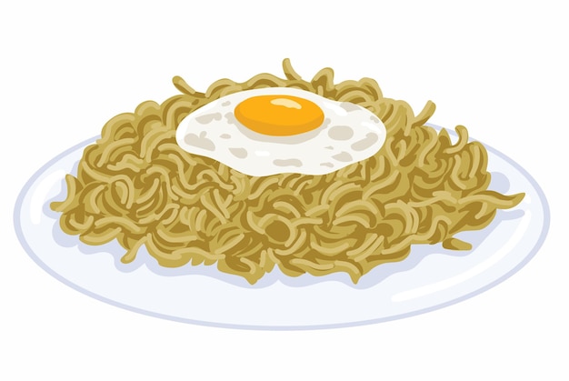 Vektor vektorillustration für die zeichnung von mie goreng fried noodle