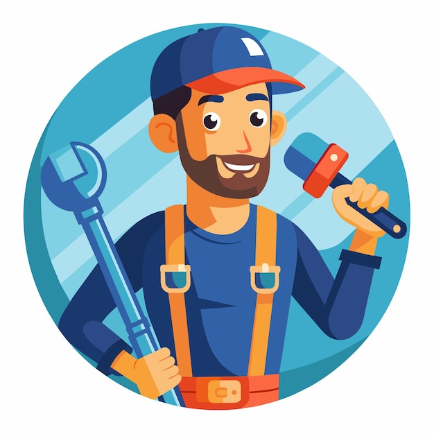 Vektorillustration für Klempner mit flacher Art Plumbing Professional