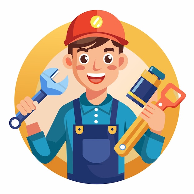 Vektorillustration für Klempner mit flacher Art Plumbing Professional
