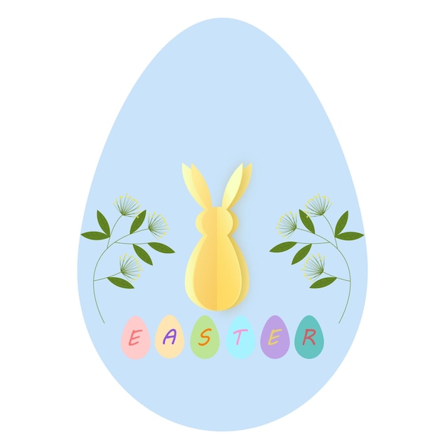 Vektor vektorillustration für ostern, eine postkarte mit einem niedlichen kaninchen