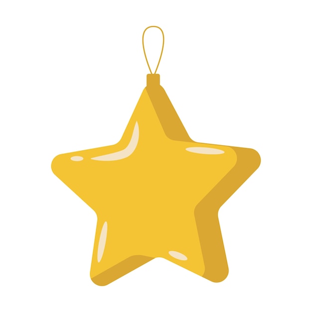 Vektorillustration Gelber Stern Weihnachtsdekoration isoliert auf weißem Hintergrund