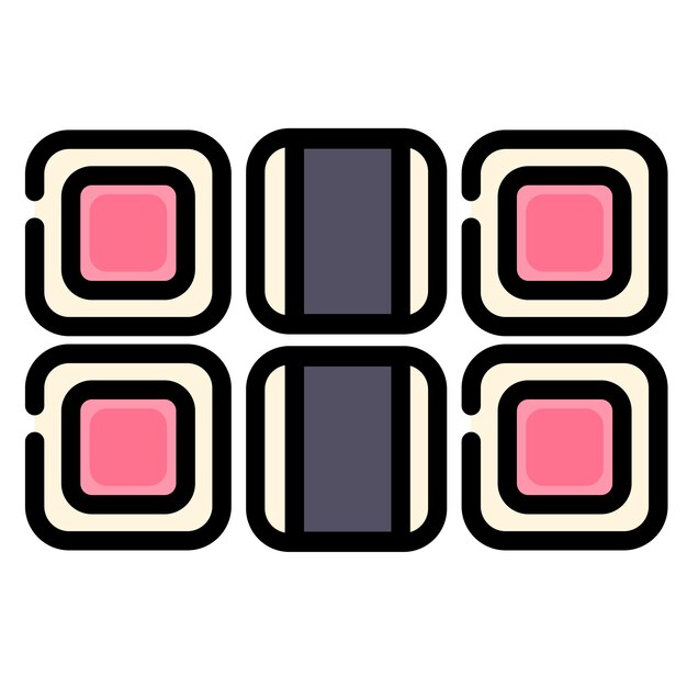 Vektorillustration japanischer Lebensmittel-Sushi-Rollen