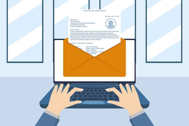 Vektorillustration Konzept eines Briefes mit einer Bewerbung oder einer Bewerbungs-E-Mail