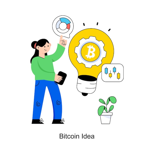 Vektorillustration mit Bitcoin-Flat-Stil-Design und Stock-Illustration