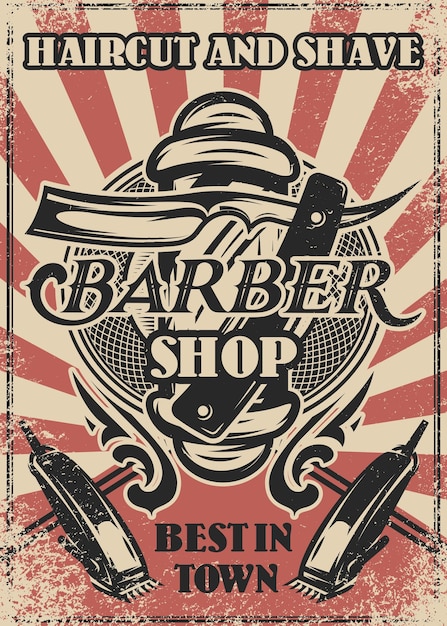Vektorillustration mit Friseurstange und kalligraphischer Inschrift