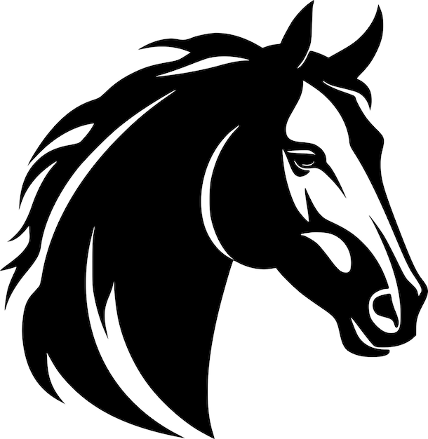 Vektor vektorillustration mit minimalistischer und einfacher silhouette des pferdes