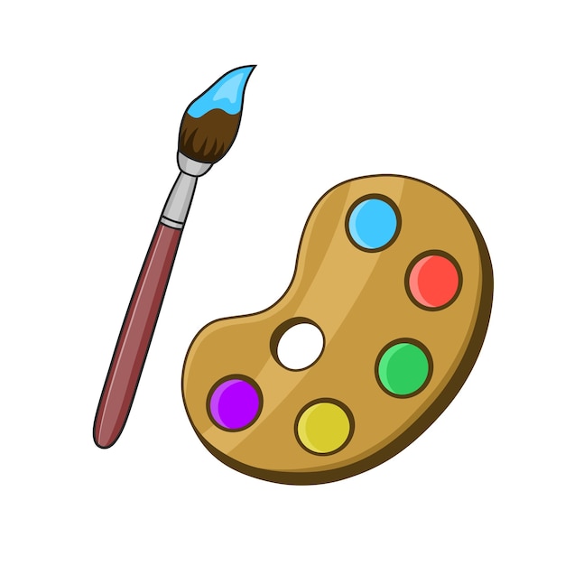 Vektorillustration mit Pinsel und Palette