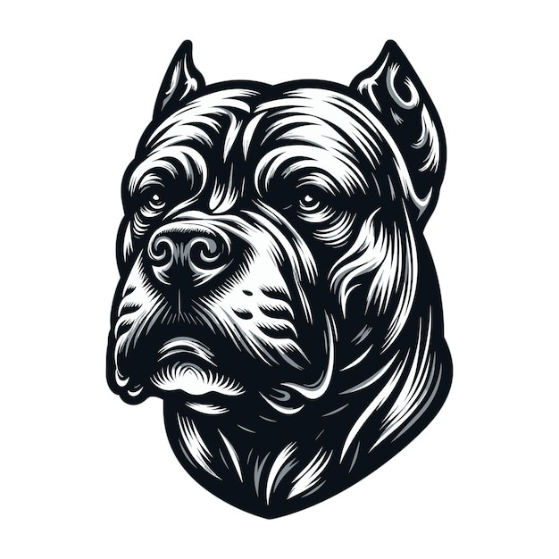 Vektorillustration mit pitbull-kopf-tattoo