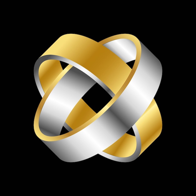 Vektorillustration mit zwei Gold- und Silberringen