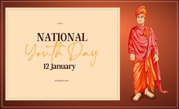 Vektor vektorillustration swami vivekananda jayanti nationaler jugendtag post banner vorlage