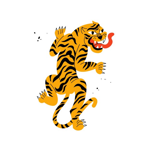 Vektor vektorillustration tiger geht cartoon-tierfigur ideal für den druck