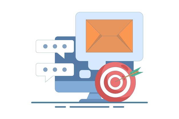 Vektorillustration über das E-Mail-Marketing-Strategie-Konzept oder die E-Mail‐Kampagne