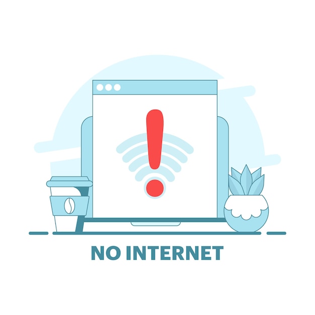 Vektorillustration über das Konzept "kein Internet" oder "kein Internetnetzwerk"
