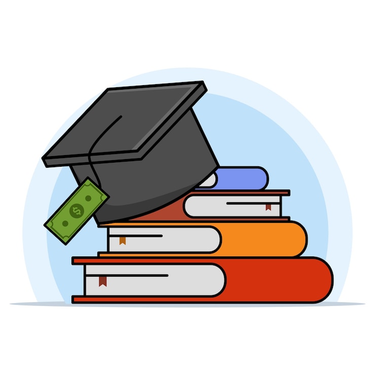 Vektor vektorillustration über das konzept von bildungsstipendium oder bildungsleistung