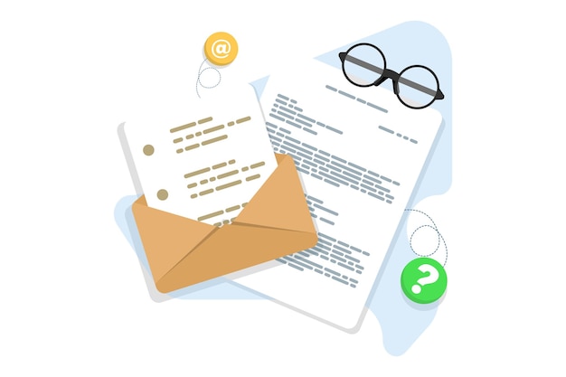 Vektorillustration über das Konzept von E-Mail und Nachricht oder E-Mail-Marketing-Kampagne